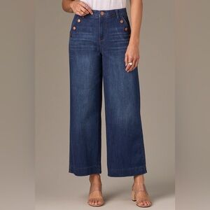Wit & Wisdom SKYRISE CROPPED WIDE LEG JEANS WITH SAILOR BUTTONS